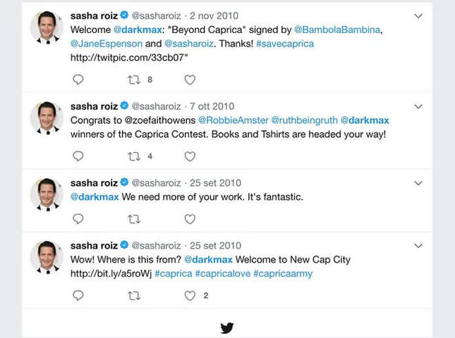 L&#39;attore di Caprica Sasha Roiz mi contatta riguardo il contest!